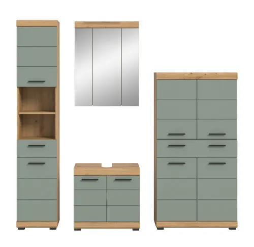 Badezimmer-Set Scout 5 | Salbei / Artisan Eiche | 4-teilig | ohne Aufsatzleuchte