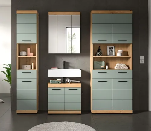 Badezimmer-Set Scout 4 | Salbei / Artisan Eiche | 4-teilig | optional Aufsatzleuchte