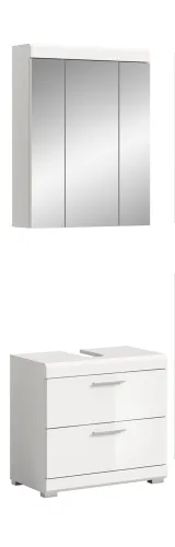 Badezimmer-Set Scout 6 | weiß Hochglanz / weiß | 2-teilig | mit Aufsatzleuchte