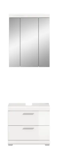 Badezimmer-Set Scout 6 | weiß Hochglanz / weiß | 2-teilig | mit Aufsatzleuchte