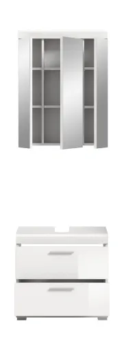 Badezimmer-Set Scout 6 | weiß Hochglanz / weiß | 2-teilig | optional Aufsatzleuchte