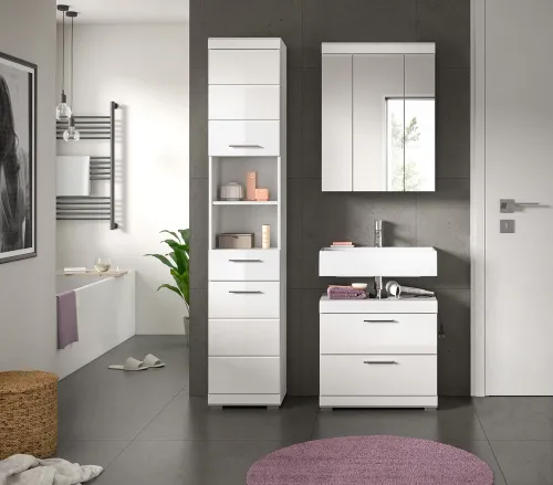 Badezimmer-Set Scout 6 | weiß Hochglanz / weiß | 3-teilig | ohne Aufsatzleuchte