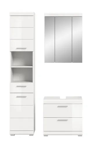 Badezimmer-Set Scout 6 | weiß Hochglanz / weiß | 3-teilig | ohne Aufsatzleuchte