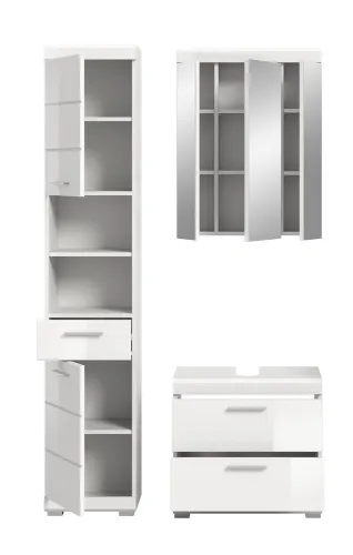 Badezimmer-Set Scout 6 | weiß Hochglanz / weiß | 3-teilig | optional Aufsatzleuchte