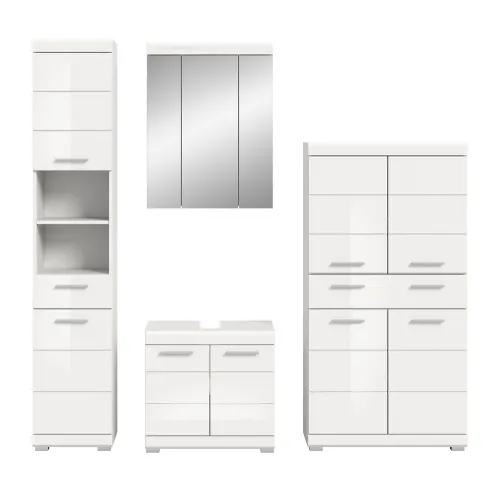 Badezimmer-Set Scout 5 | weiß Hochglanz / weiß | 4-teilig | ohne Aufsatzleuchte