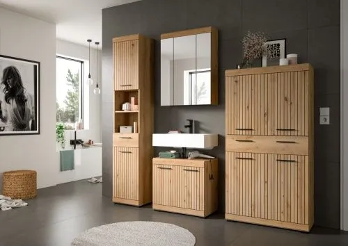 Badezimmer-Set Scout 3 | Artisan Eiche | 4-teilig mit Aufsatzleuchte