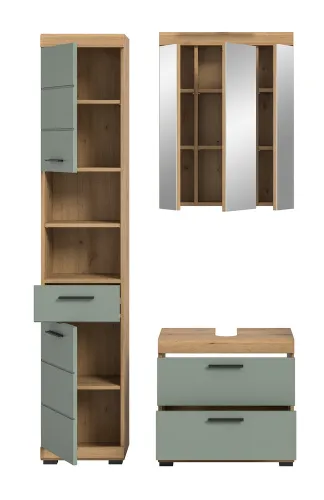 Badezimmer-Set Scout 3 | Salbei / Artisan Eiche | 3-teilig | ohne Aufsatzleuchte