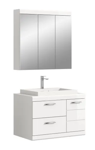 Badezimmer-Set Scout 3 | weiß Hochglanz / weiß | 2-teilig mit LED