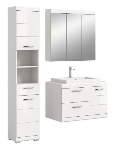 Badezimmer-Set Scout 3b | weiß Hochglanz / weiß | 3-teilig