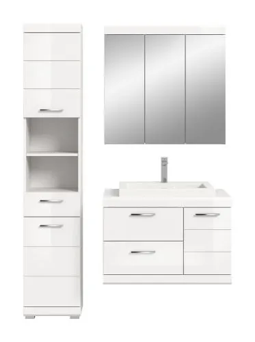 Badezimmer-Set Scout 3b | weiß Hochglanz / weiß | 3-teilig