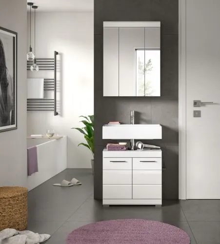 Badezimmer-Set Scout 4 | weiß Hochglanz / weiß | 2-teilig | optional Aufsatzleuchte