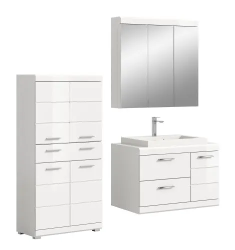 Badezimmer-Set Scout 4a | weiß Hochglanz / weiß | 3-teilig