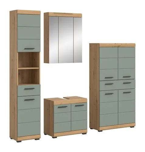 Badezimmer-Set Scout 5 | Salbei / Artisan Eiche | 4-teilig | optional Aufsatzleuchte