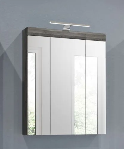Badezimmer-Set Scout 5 | weiß Hochglanz / rauchsilber | 4-teilig | LED Beleuchtung mit Aufsatzleuchte