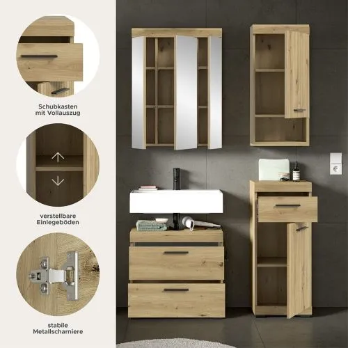 Badezimmer-Set Scout 6 | Artisan Eiche | 4-teilig ohne Aufsatzleuchte