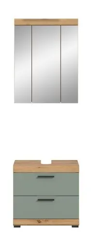 Badezimmer-Set Scout 6 | Salbei / Artisan Eiche | 2-teilig | mit Aufsatzleuchte