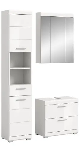 Badezimmer-Set Scout 6 | weiß Hochglanz / weiß | 3-teilig | optional Aufsatzleuchte