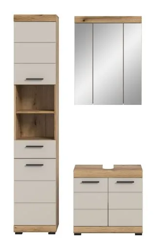 Badezimmer-Set Scout | Kaschmir / Evoak Oak | 3-teilig mit Aufsatzleuchte