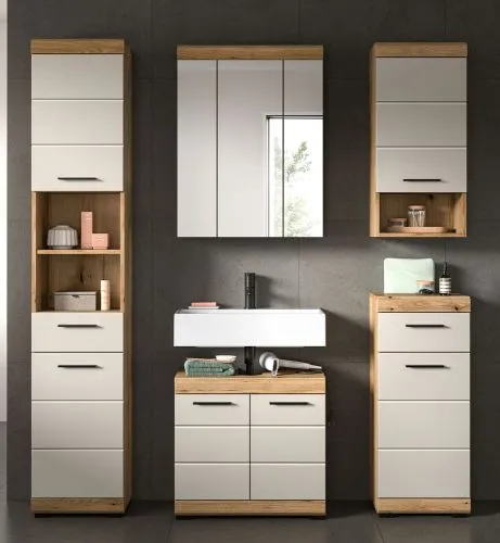 Badezimmer-Set Scout | Kaschmir / Evoak Oak | 5-teilig mit Aufsatzleuchte