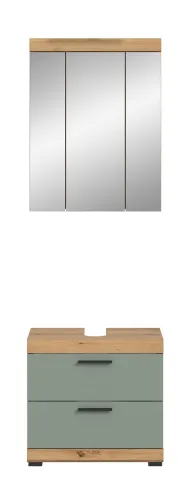 Badezimmer-Set Scout 6 | Salbei / Artisan Eiche | 2-teilig | mit Aufsatzleuchte