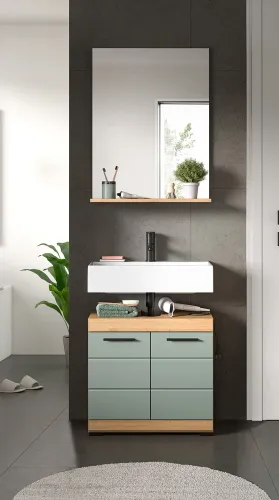 Badezimmer-Set Scout | Salbei / Artisan Eiche | 2-teilig | optional Aufsatzleuchte