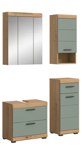 Badezimmer-Set Scout 6 | Salbei / Artisan Eiche | 4-teilig | ohne Aufsatzleuchte