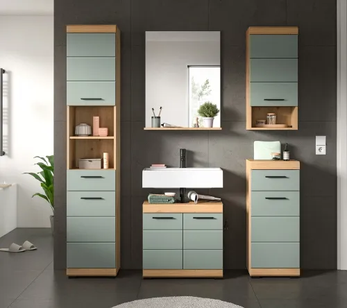 Badezimmer-Set Scout | Salbei / Artisan Eiche | 5-teilig | ohne Aufsatzleuchte