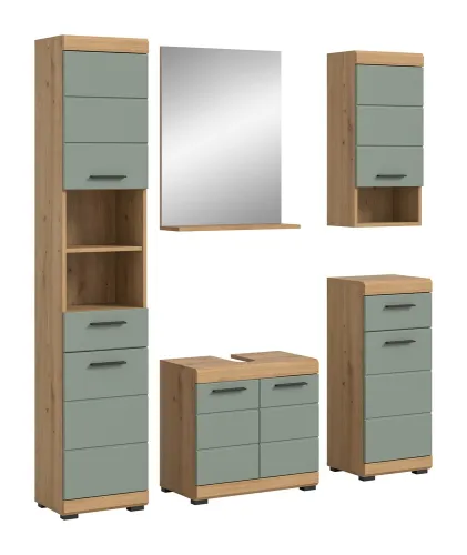 Badezimmer-Set Scout | Salbei / Artisan Eiche | 5-teilig | ohne Aufsatzleuchte