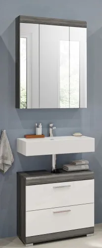 Badezimmer-Set Scout | weiß Hochglanz / rauchsilber | 2-teilig