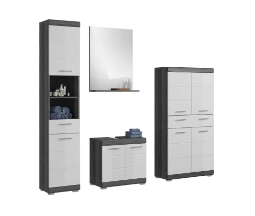 Badezimmer-Set Scout 1 | weiß Hochglanz / rauchsilber | 4-teilig