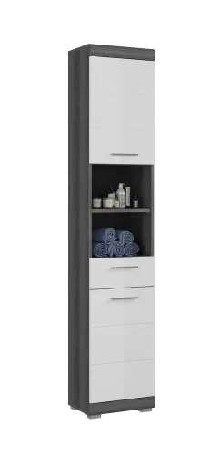 Badezimmer-Set Scout 6 | weiß Hochglanz / rauchsilber | 4-teilig | LED Beleuchtung