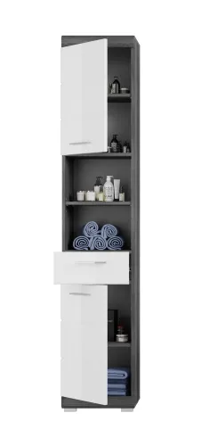 Badezimmer-Set Scout 6 | weiß Hochglanz / rauchsilber | 4-teilig | LED Beleuchtung