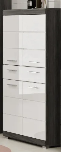 Badezimmer-Set Scout 5 | weiß Hochglanz / rauchsilber | 4-teilig | LED Beleuchtung mit Aufsatzleuchte