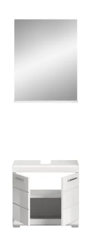 Badezimmer-Set Scout 3 | weiß Hochglanz / weiß | 2-teilig | mit Aufsatzleuchte