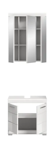 Badezimmer-Set Scout 4 | weiß Hochglanz / weiß | 2-teilig | mit Aufsatzleuchte