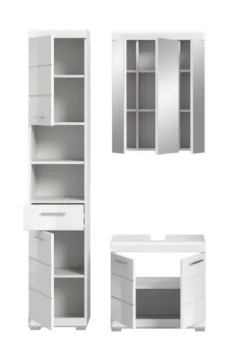 Badezimmer-Set Scout 4 | weiß Hochglanz / weiß | 3-teilig | ohne Aufsatzleuchte