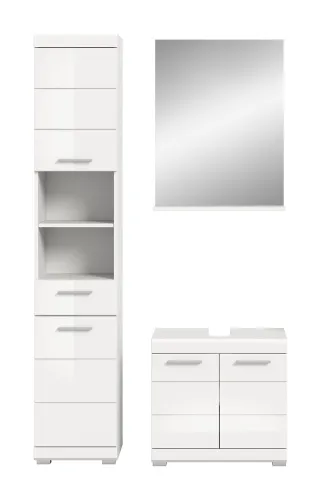 Badezimmer-Set Scout 3 | weiß Hochglanz / weiß | 3-teilig | optional Aufsatzleuchte