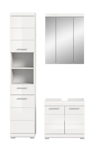 Badezimmer-Set Scout 4 | weiß Hochglanz / weiß | 3-teilig | optional Aufsatzleuchte