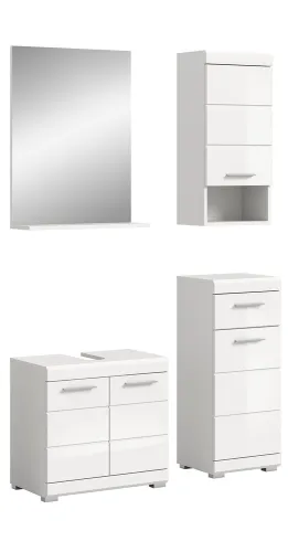 Badezimmer-Set Scout 3 | weiß Hochglanz / weiß | 4-teilig | mit Aufsatzleuchte
