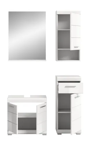 Badezimmer-Set Scout 3 | weiß Hochglanz / weiß | 4-teilig | mit Aufsatzleuchte