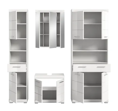 Badezimmer-Set Scout | weiß Hochglanz / weiß | 4-teilig | ohne Aufsatzleuchte