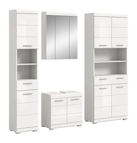 Badezimmer-Set Scout | weiß Hochglanz / weiß | 4-teilig | optional Aufsatzleuchte