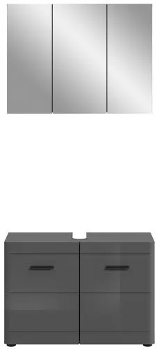 Badezimmer-Set Soft 1 | grau Hochglanz | 2-teilig ohne Aufsatzleuchte