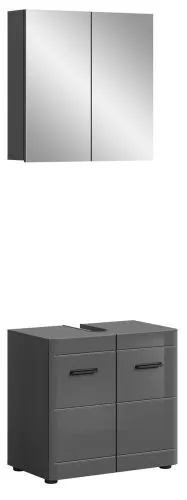 Badezimmer-Set Soft | grau Hochglanz | 2-teilig ohne Aufsatzleuchte