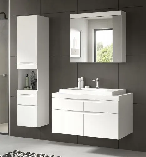 Badezimmer Set Viana 2 | 3-teilig | weiß | inkl. Waschbecken ohne Badaufsatzleuchte