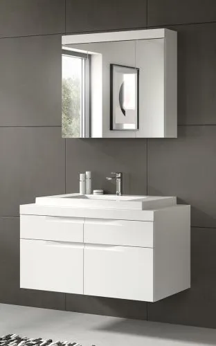 Badezimmer Set Viana | 2-teilig | weiß | inkl. Waschbecken ohne Aufsatzleuchte