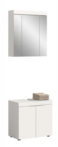 Badezimmer Set Viana | 2-teilig | weiß mit Aufsatzleuchte