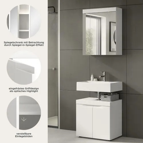 Badezimmer Set Viana | 2-teilig | weiß mit Aufsatzleuchte