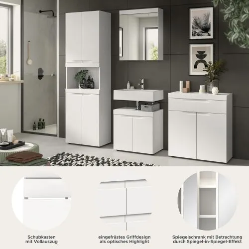 Badezimmer Set Viana | 4-teilig | weiß ohne Aufsatzleuchte