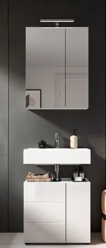 Badezimmer-Set Vira 1 | weiß Hochglanz | 2-teilig | inkl. LED Beleuchtung